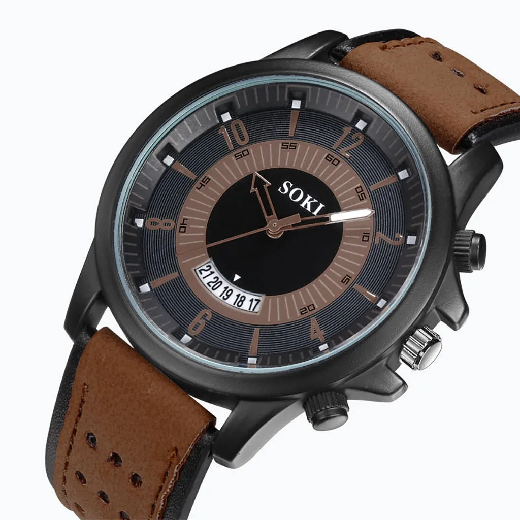 Soki Мода Большой циферблат Календарь скраб ремень часы мужские военные спортивные часы кварцевые наручные часы Reloj Hombre Relogio Masculino