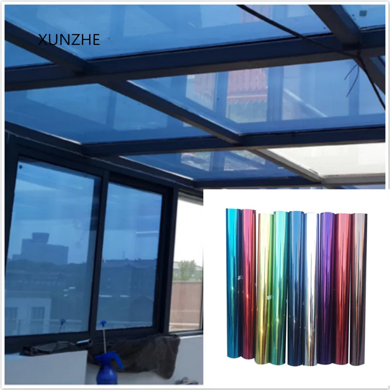 Оконная стеклянная пленка XUNZHE 1 м * 30 см односторонние зеркальные Серебристые