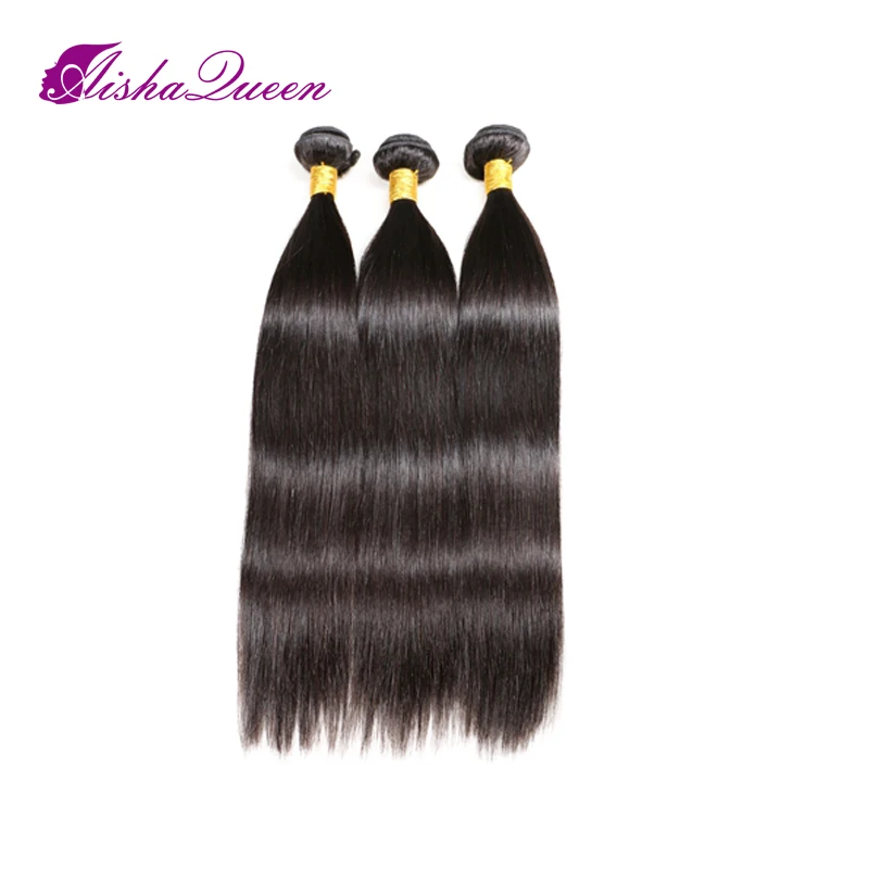 Aisha Queen Бразильский прямые волосы 3 Связки 100% Человеческие волосы натуральный черный Волосы Remy
