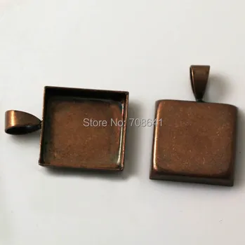 

Blank Square Deep Wall Bezel with Bail Pendant Bases Resin Cabochons Settings Findings DIY Jewelry Making Antique Copper tone
