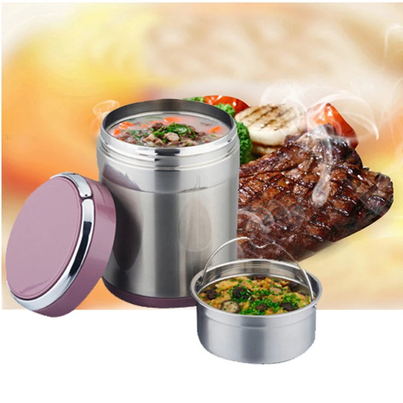 

1/1.5L Capacity Stainless Steel Thermal Lunch Bento Box Food Storage Container Heat Insulation Barrels Vacuum Stew Pot