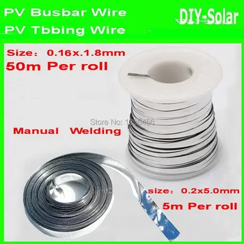 

50m Tabbing Wire 1.8MM + 5m Busbar Wire 5.0MM for DIY Solar Cells Soldering