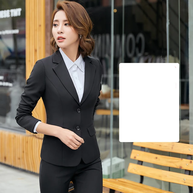 Plus Size Women Black Suits Formal Ladies Office Work Wear Pieces