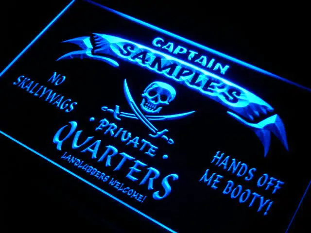 

pw-tm Name Personalized Custom Private Quarters Pirate Man Cave Neon Sign with On/Off Switch 7 Colors 4 Sizes
