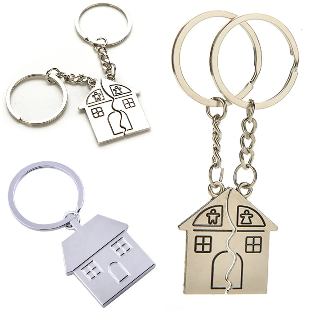

Metal Mini House Shaped Keychains Cottage Keyrings For Gifts