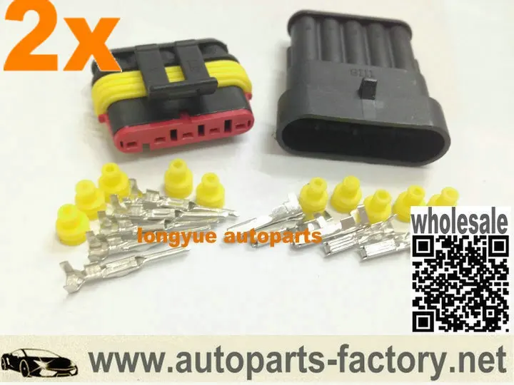 

longyue 5 way pin 2 kit set modo impermeabile filo elettrico connecttore