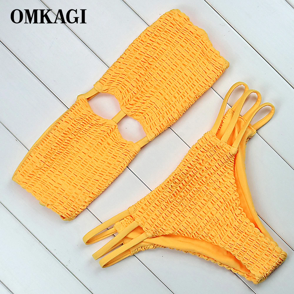 

OMKAGI Off Shoulder Bikinis Women 2018 Sexy Push Up Bikini Set Bathing Suit Beachwear Swimming Females Swimsuit Swimwear Women