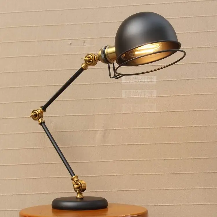

American rocker arm creative personality black eye lamp bedroom bedside table lamp direct hotel room Retro Table lights FG342
