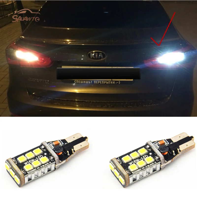 

2 X T15 W16W Xenon White 15 LED Back Reverse Light For kia rio k2 3 armrest ceed sportage sorento cerato soul picanto optima k3