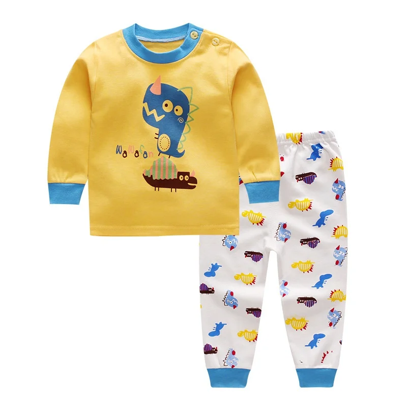 Детские пижамные комплекты для мальчиков; Милая футболка с длинными рукавами и круглым вырезом и принтом с героями мультфильмов; топы и штаны; Детская осенняя одежда для сна для маленьких девочек - Цвет: Style 5