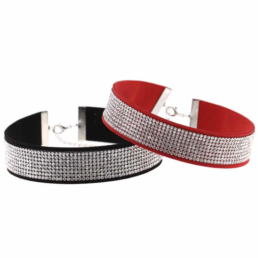 KEJI LAI Hippie Chic Tiled rhinestone Flannel Ban Pave Shine Rhinestone Adjustable Wide Fancy Choker Necklaces for Women collier KEJI LAI Hippie Chic Tiled rhinestone Flannel Ban Pave Shine Rhinestone Adjustable Wide Fancy Choker Necklaces for Women collier