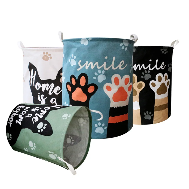 

1 Pcs Dirty Clothes Basket Cartoon Folding Cloth Toys Buckets Laundry Basket Home Organizer Printing Foot Decor 40x50cm