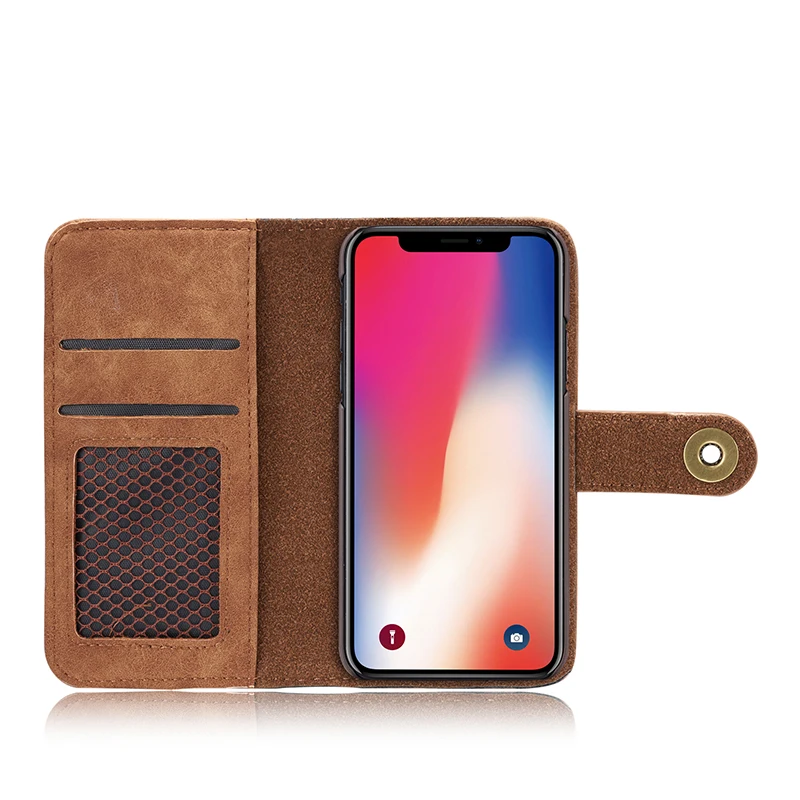 Винтажный кожаный чехол для телефона iPhone X XR XS Max 8 7 Plus и отделением карт 6 6S 5 5S на
