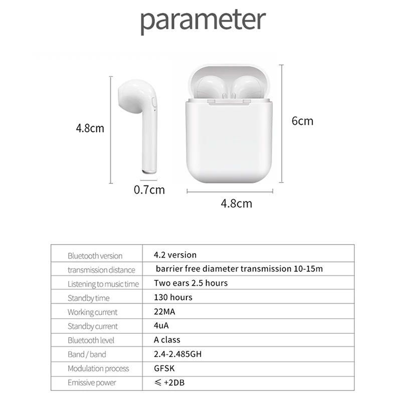 i9 tws Wireless Bluetooth Earphone headset Stereo Earbud Sport Earphones With Charging Box For Iphone Smart Phone Headphone