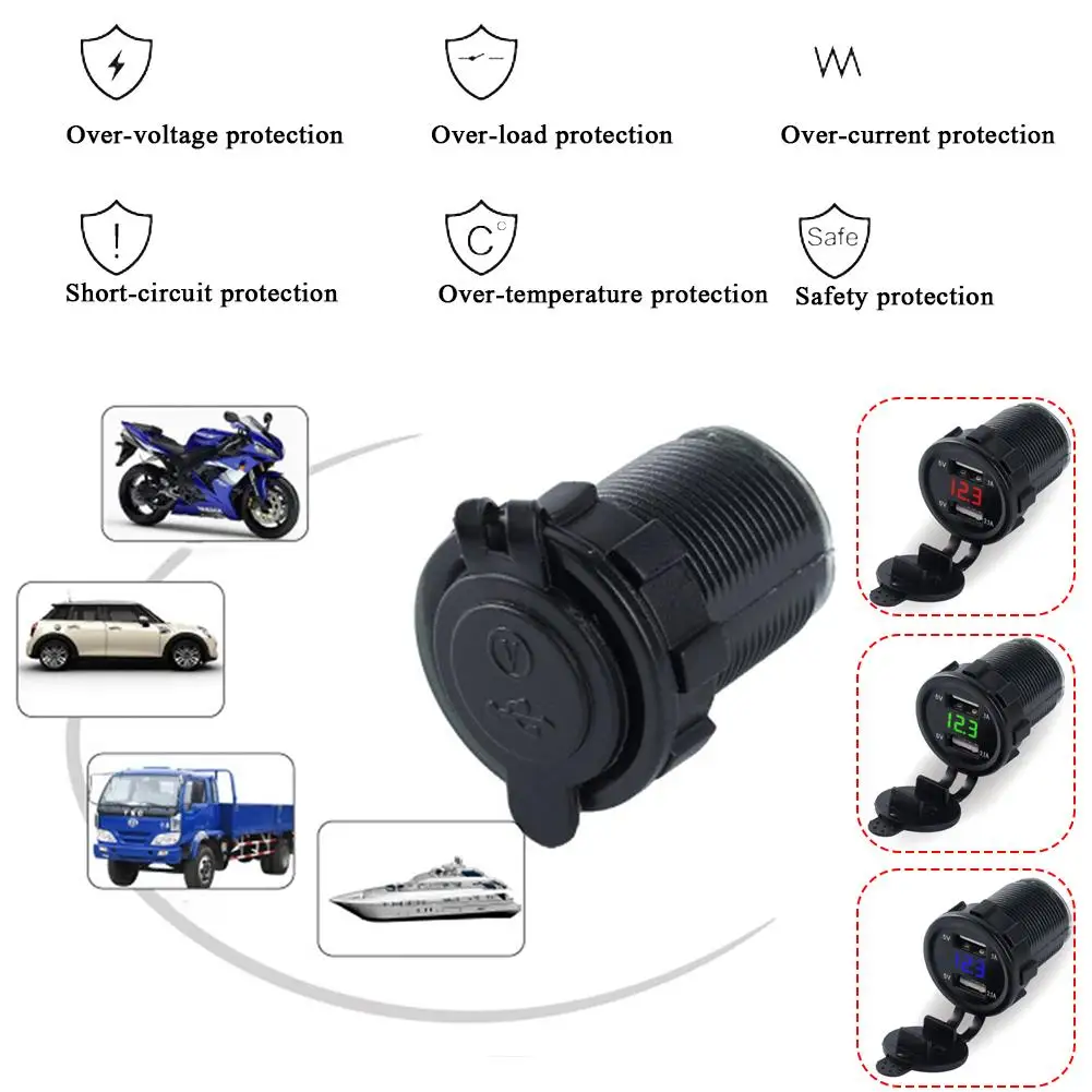 Автомобильное зарядное устройство с двумя usb разъемами для мотоциклов
