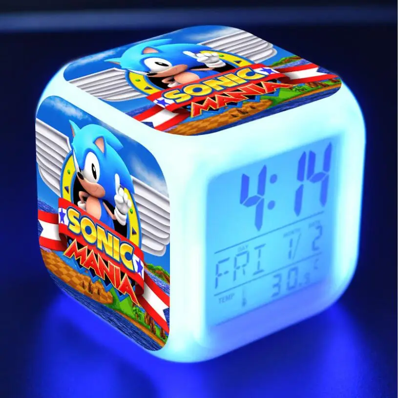 Sonic The Hedgehog фигурки героев светодио дный 7 цветов изменить Сенсорный световой сигнализации Настольные часы мальчиков игрушки#3778 - Цвет: Фиолетовый