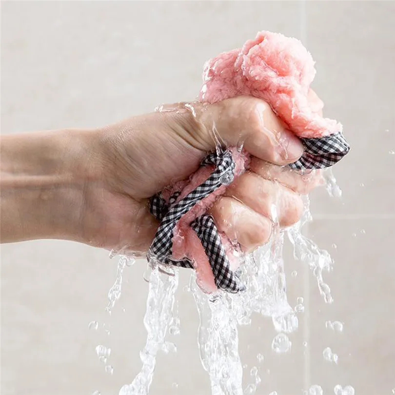 Kitchen Towel Coral Velvet Nonstick Oil Velvet Hand Nonstick Oil Hanging Hand Towels 5Pcs Kitchen Dishcloth Cleaning Cloth (4)
