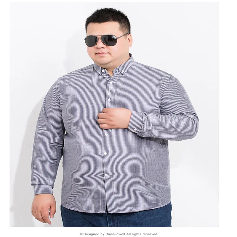 Большой 8XL 6XL 5XL Новая Осенняя Модная брендовая мужская одежда Slim Fit Мужская рубашка с длинным рукавом мужская полосатая хлопковая