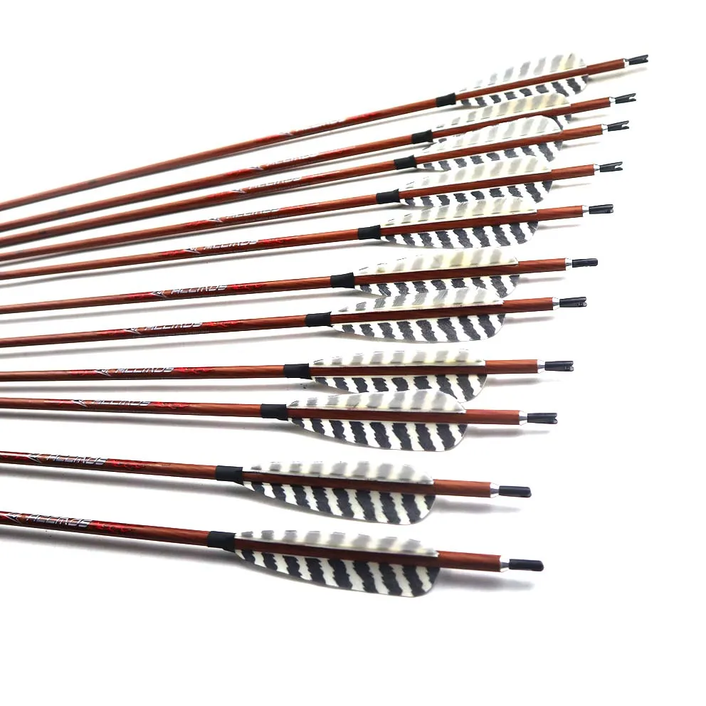 SHARROW 6/12 pezzi frecce da caccia al carbonio per Compound e Recurve arco per tiro ad arco Spine 500 Archery Carbon Arrows frecce in carbonio miste da 32 pollici 