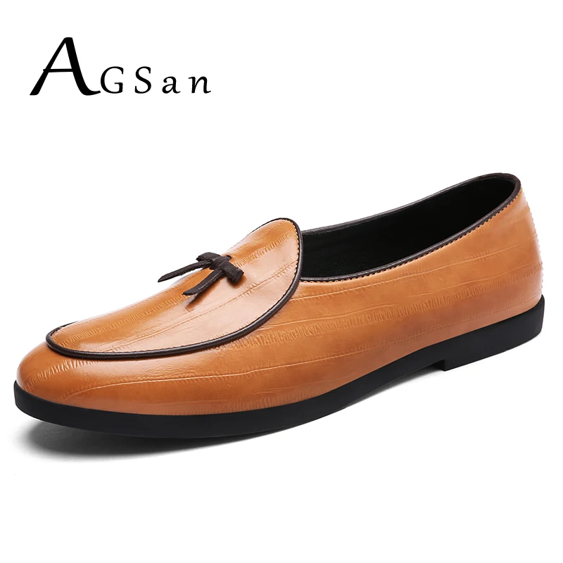 Sapatos Couro De Vestido Dividir Designer Para Apartamentos Homens Os Brown black Deslizar Sobre Agsan Brown Borla Casuais Mens Italiano Mocassins wvAtxE5Adq