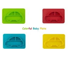 100% Silicone Material Baby Dining Plate Health Lovely Car Lunch Tableware Kitchen Fruit Dishes Children Bowl Feeding Food Plate
