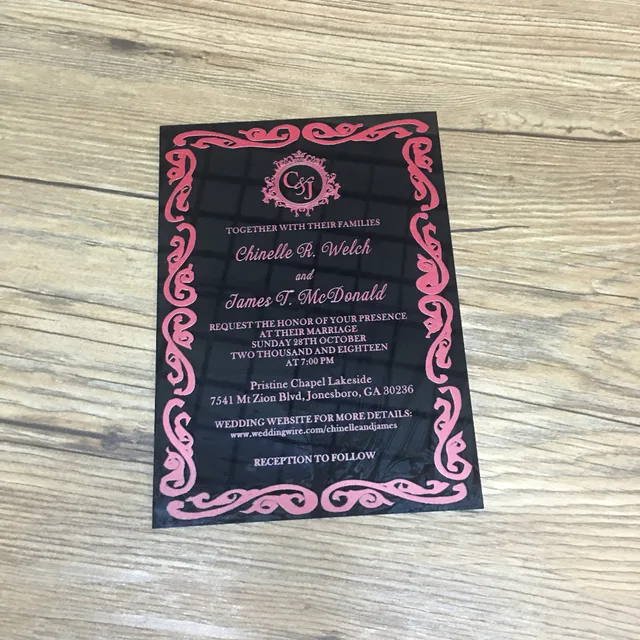10pcs newest unique wedding invitation card black acrylic