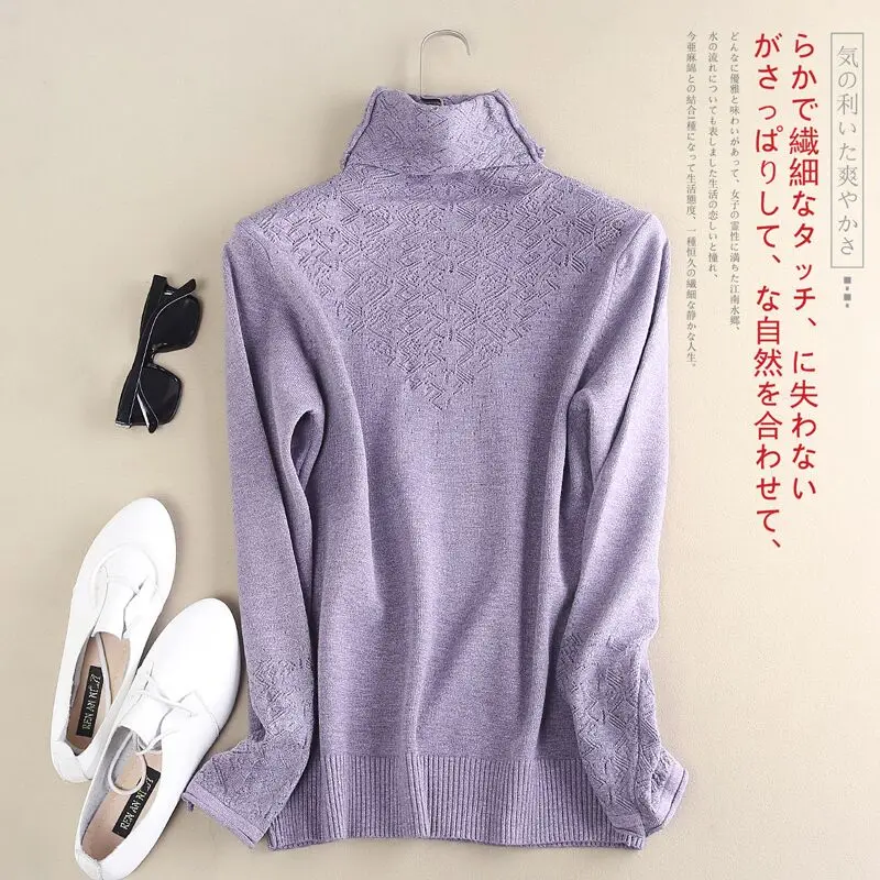 

High quality cashmere Openwork carving Turtleneck sweater women 2019 autumn winter warm high collar Pullovers knitted sweaters