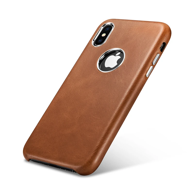 Чехол накладка ICARER из натуральной кожи для iPhone XS MAX винтажный металлический чехол