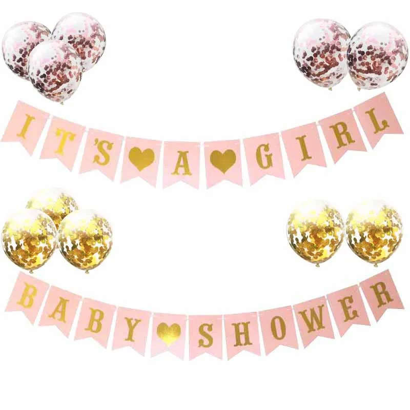 

Pink Blue Paper Banner Decorations Baby Shower Its a Girl Boy Balloons Party Supplies Babyshower Gender Reveal Oh Baby