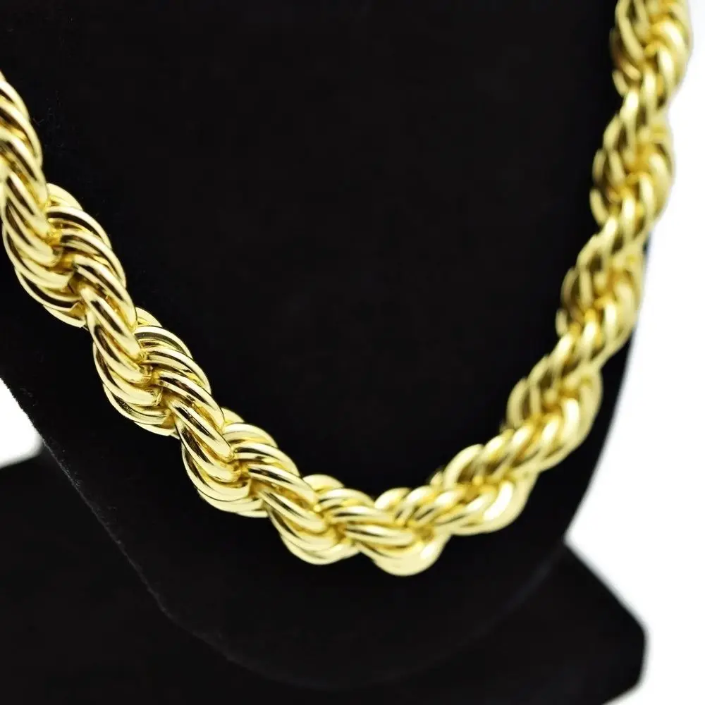 

Rope Chain 24" Inch x 10 mm Gold Finish Twisted Heavy Dookie Hip Hop Necklace