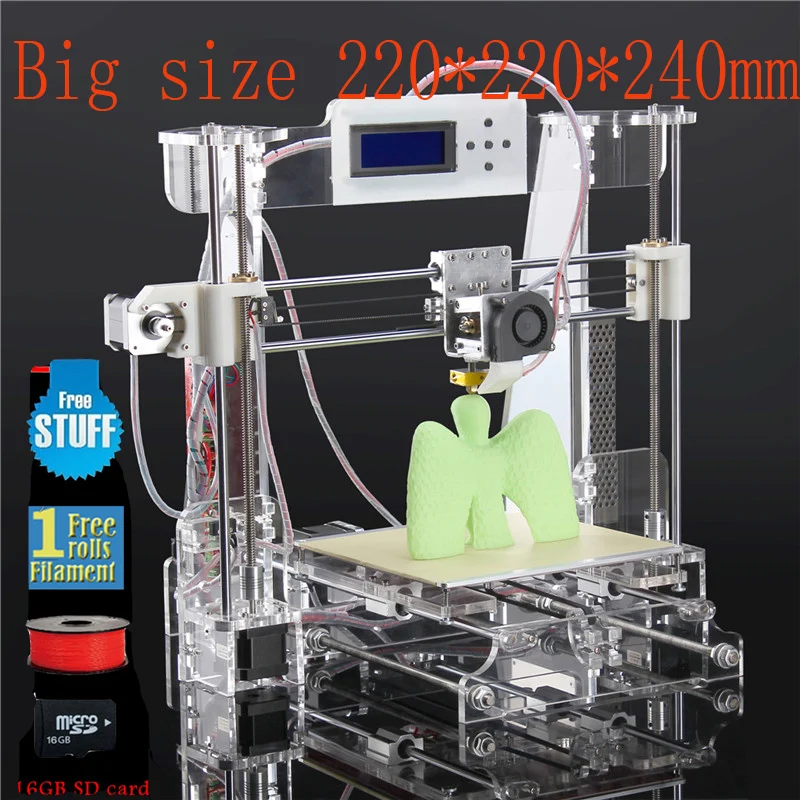 Free shipping High Quality Precision Reprap Prusa i3 DIY 3d Printer kit with 1 Roll Filament 16GB SD card imprimante impresora