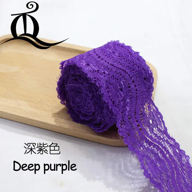 5 Ярд 5,5 см аксессуары для одежды изысканные 24 разных цвета кружева качественная ткань кружева с эластичным кружевом шириной 8 см эластичное кружево, лента - Цвет: deep purple