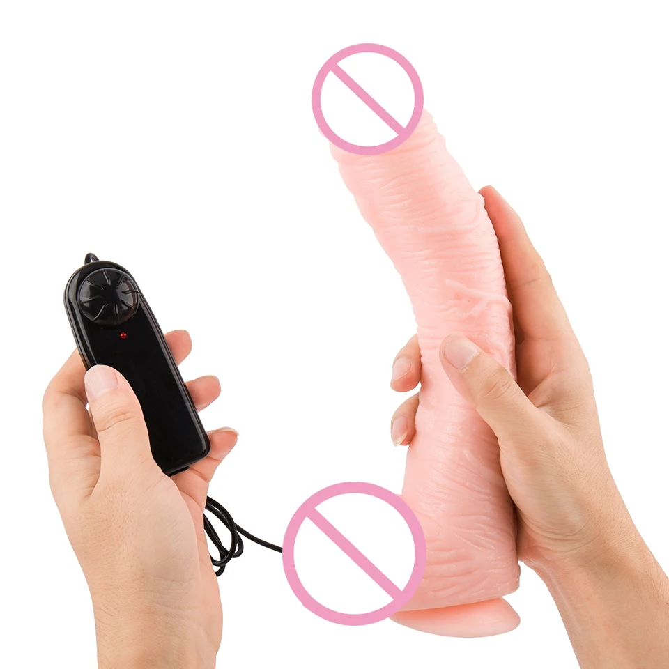 Adult Powerful Vibrating Big Dildo Realistic Soft Silicone Dildo Vibrator Strap on Penis Large Dick Intimate Sex Toys for Woman