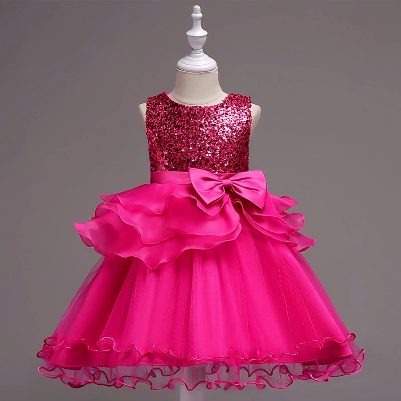 

Summer Kids Dresses Girls Princess Wedding Party Dress Bling Sleeveless Girl Frock Dress Children Clothing R