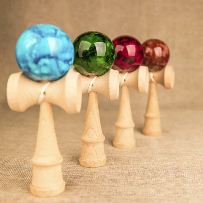 Kendama 18 см полная трещина PU краска деревянный шар Kendama умелое жонглирование мяч игра игрушка Спорт на открытом воздухе - Цвет: 1 PC Random Color E