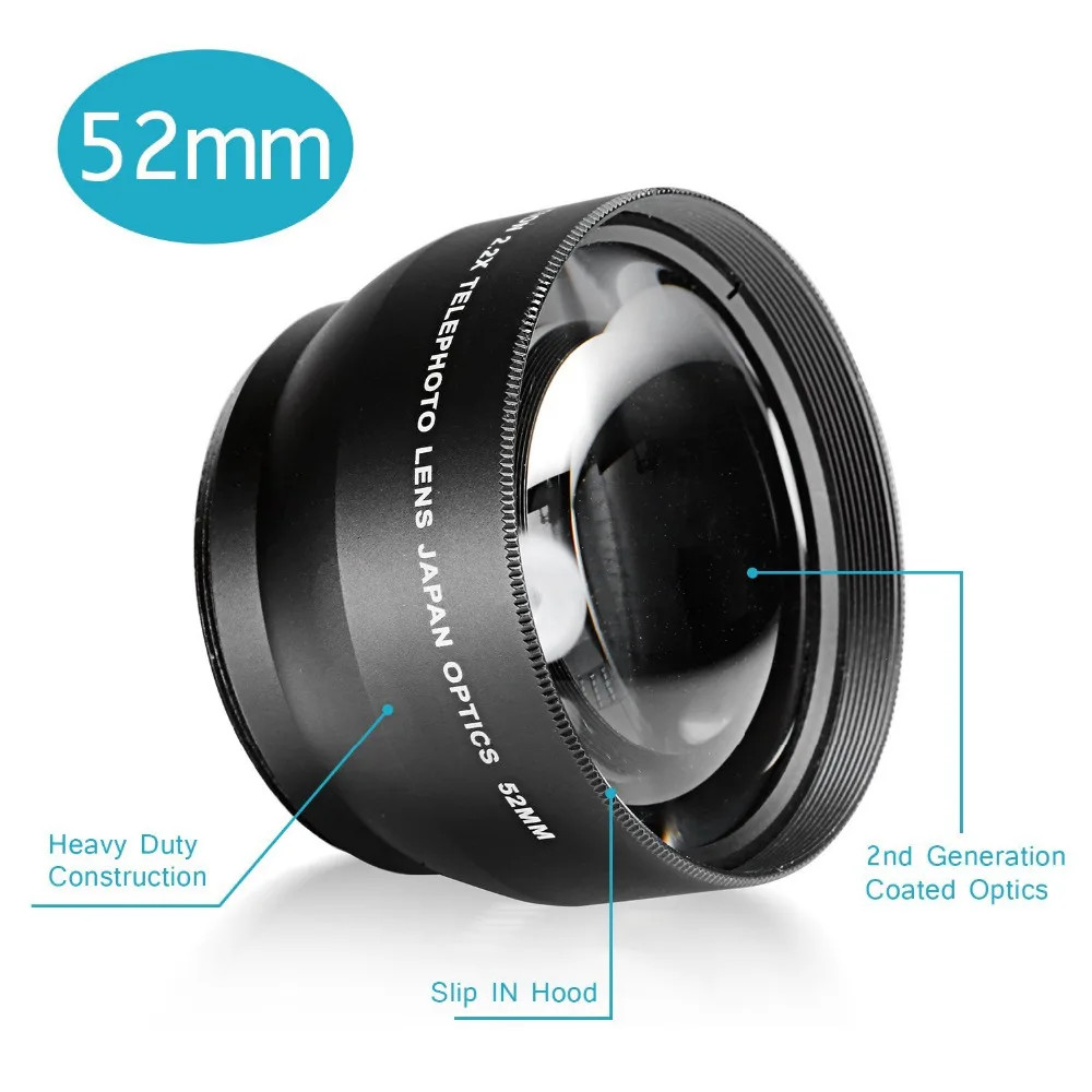 Neewer 52/58MM 2.2X Professional Telephoto Lens with Microfiber