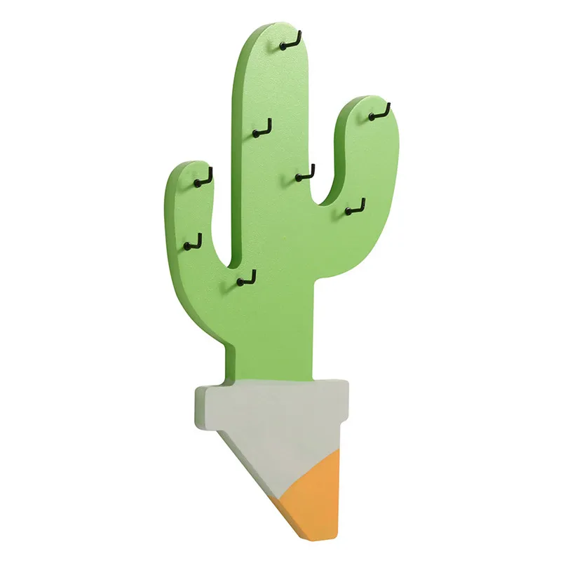 Настенный ящик для хранения крючок для ключей творческий многоцелевой кактусов дизайн декоративный Органайзер держатель пальто шапка сумка Кепки L23 - Цвет: Зеленый