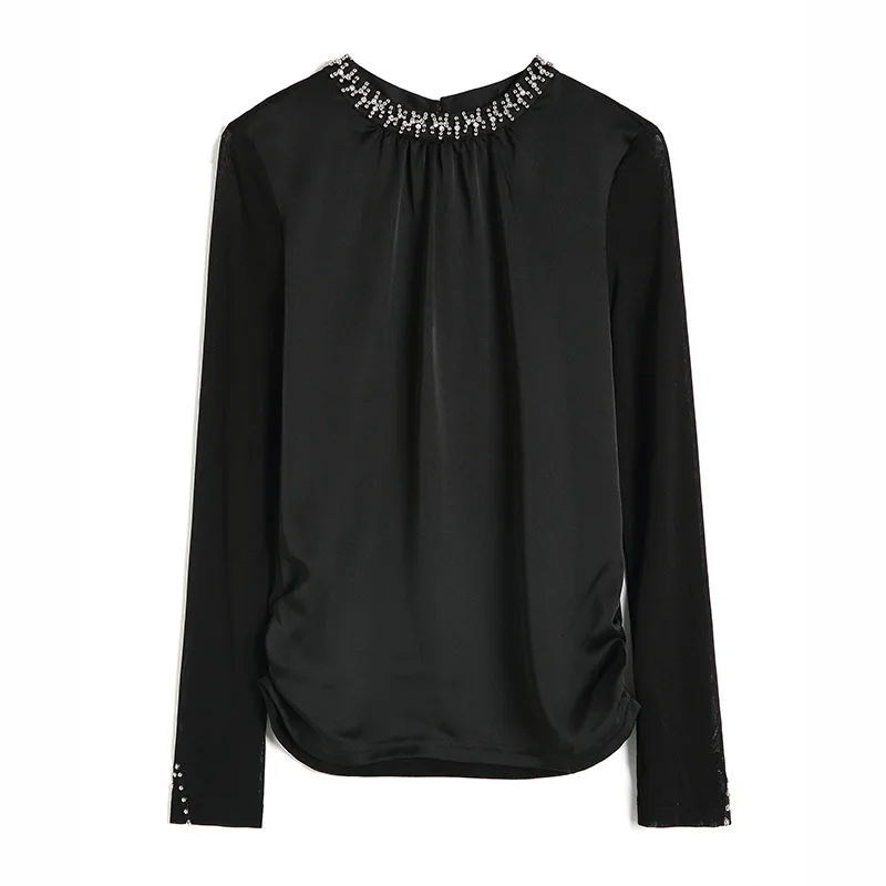 Womens Elegant Sexy T-Shirts 2018 New Fashion Long Sleeve Tees Spring Autumn Female Tops Plus Size TX006