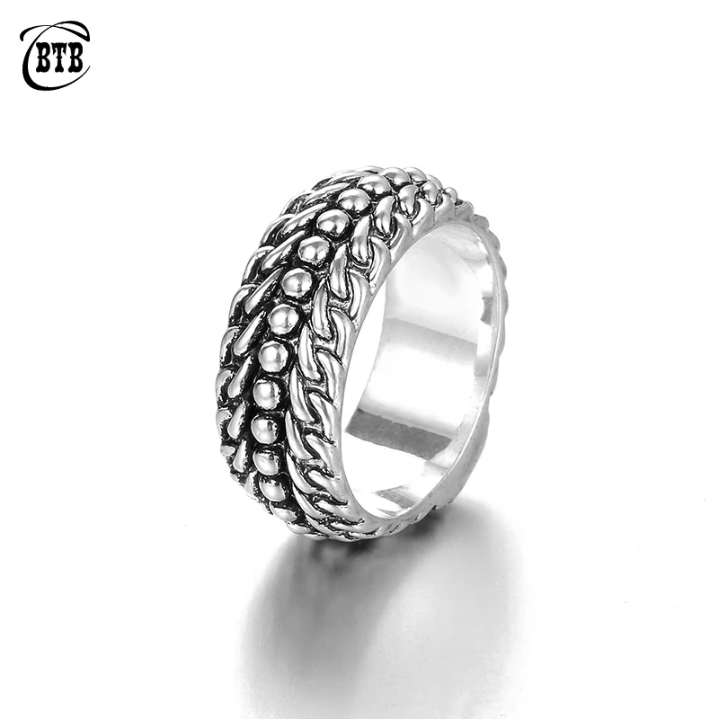 

New Design Simple Round Pimple Point Buddha Ring Ancient Silver Ring Big Men Jewelry Wholesale Drop Ship