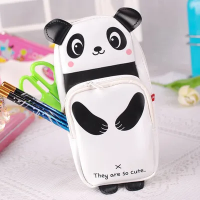 Креативный чехол-карандаш с рисунком панды кролика из искусственной кожи с большой вместительностью, чехол-карандаш для детей, школьные принадлежности - Цвет: Белый