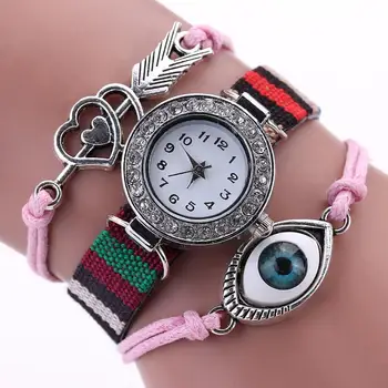 

8 2017Newly Designed New Fashion Eye Wrap Around Bracelet Watch Crystal Synthetic Leather Chain Watch LEVERT DROPSHIP328