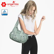 Много мульти карманов винтажные мягкие сумки на плечо для женщин Роскошные шикарные потертые хозяйственные сумки женские сумки Хобо через плечо