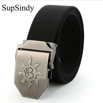 

SupSindy men's belt metal buckle military Nylon canvas belt men luxury punk Army tactical belts for Men Best quality male strap