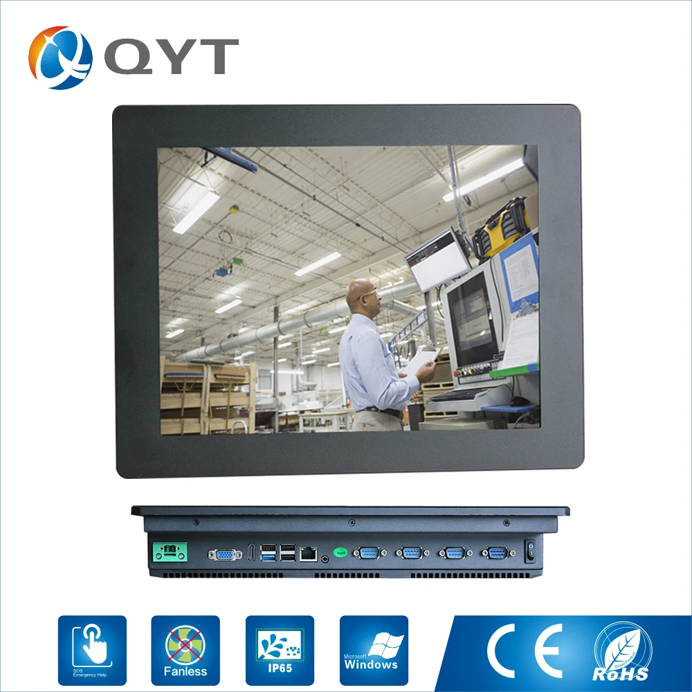QYT 15 дюймов все в одном Fanless Сенсорный экран мини-ПК с 1024*768 Разрешение Intel j1900 2,0 ГГц