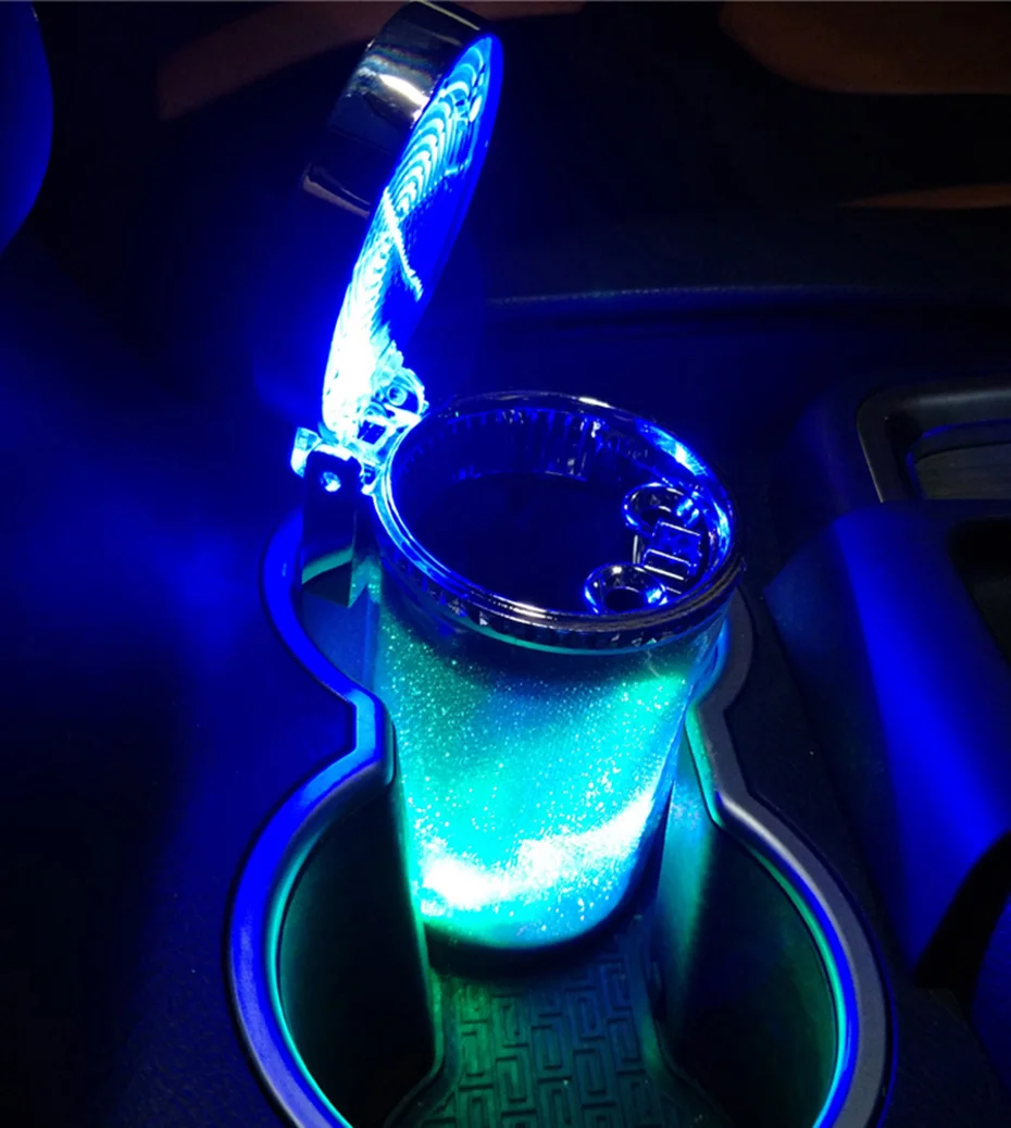 MUNSS Universal Car Ashtray With Colorful LED Light Portable Smokeless Ashtray Cigarette Holder Cup Car Interior Accessories  (15)