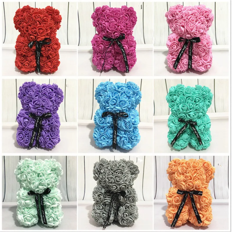 

Artificial Flowers 25cm Rose Bear Girlfriend Anniversary Christmas Valentine's Day Gift Birthday Present For Wedding Party