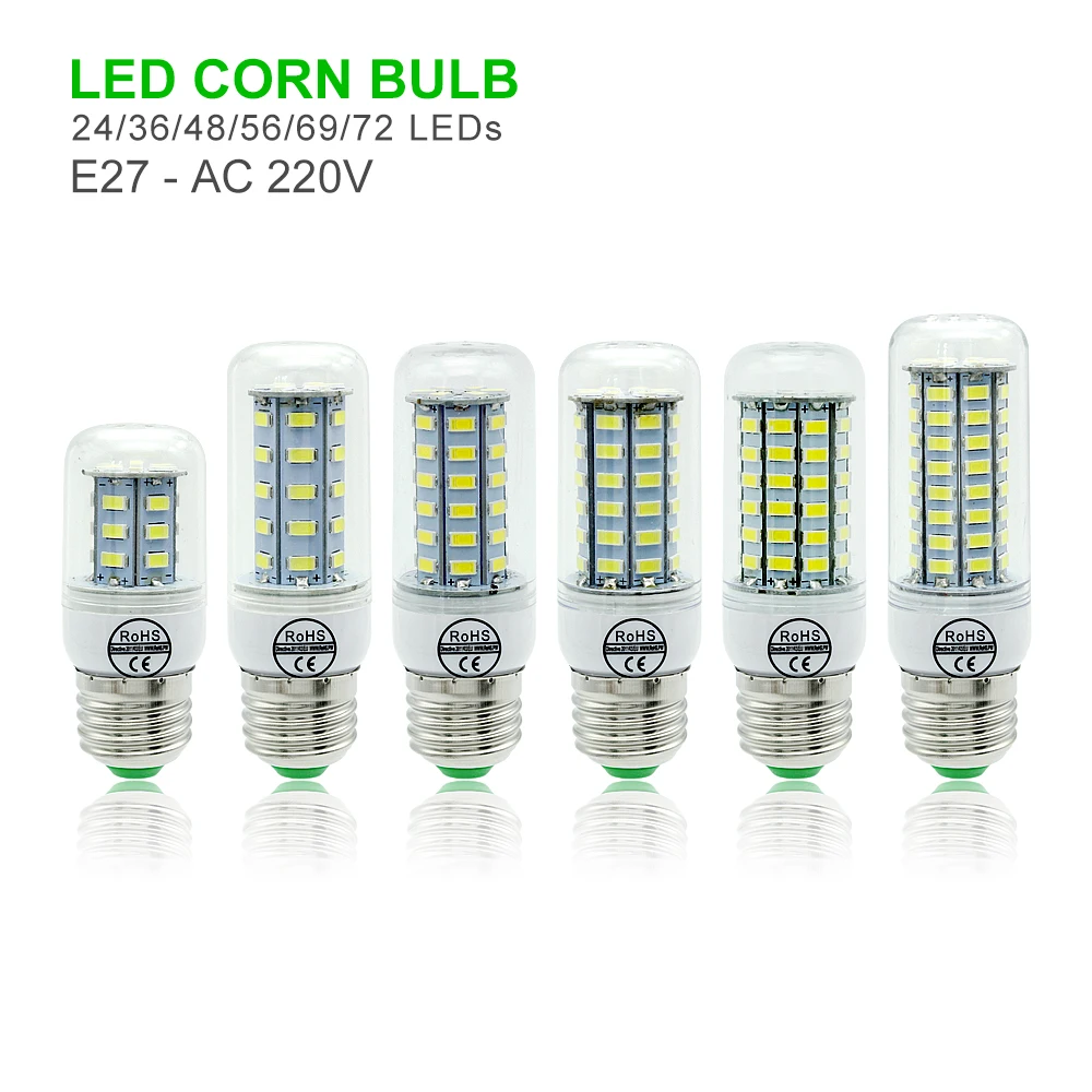 Светодиодсветильник лампочка E27 E14 B22 G9 Gu10 5730 SMD 220V 230V кукурузная лампа теплый