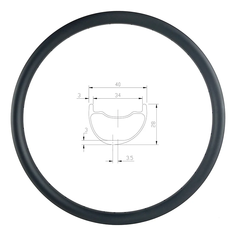 Perfect 29er MTB AM ENDURO 40mm asymmetric carbon rim 28mm deep clincher tubeless UD 3K 12K matte glossy 24H 28H 32H 36H hookless wheel 1