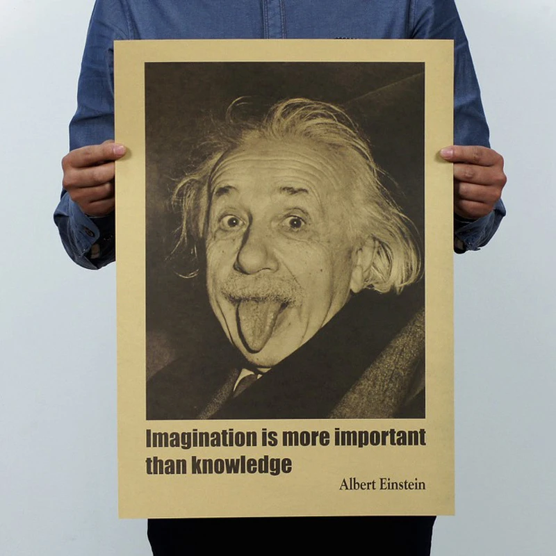 

Free shipping,Imagination knowledge/Einstein/kraft paper/bar poster/Retro Poster/decorative painting 51x35.5cm