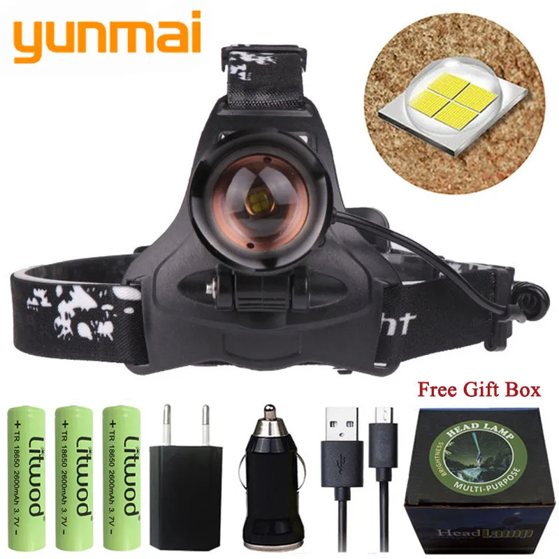 

Z17 yunmai cree XHP70 Headlight powerful Led Headlamp Q5 chip Built-in Rechargeable power bank Head lamp Flashlight torch light
